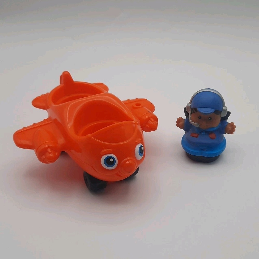 2001 Fisher Price Little People Orange Airplane & Pilot Figure